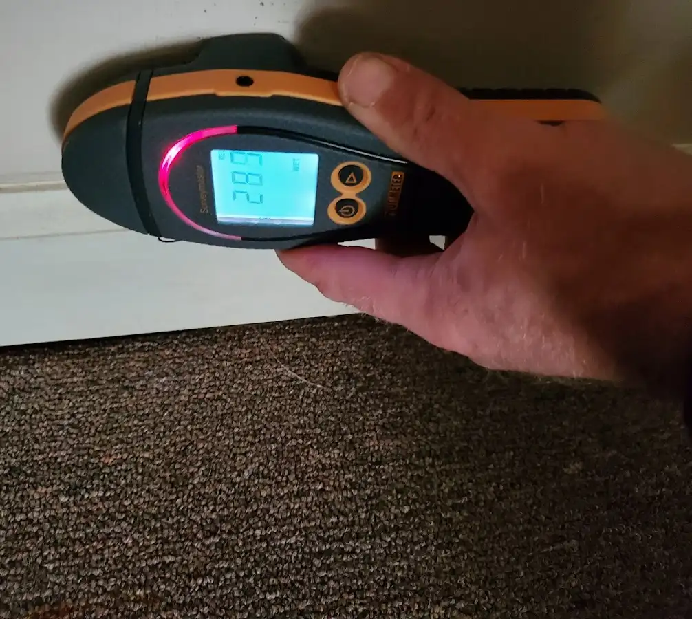 Moisture detection at baseboard during Sewage Cleanup & Sanitation in Pleasant Hill